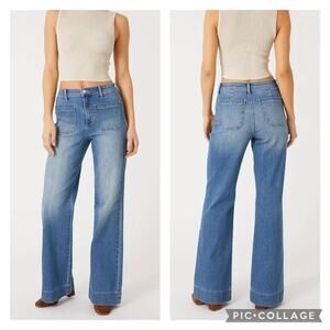 Level 99 Victoria Wide Leg Jeans Patch Pockets High Waisted Size 29